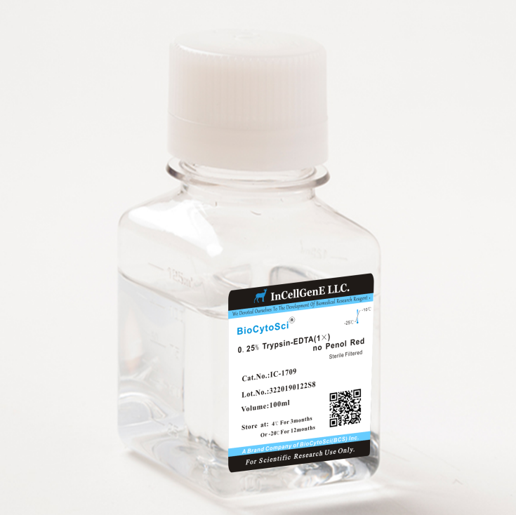 0.25%胰酶消化液，无酚红型（含EDTA），IC-1709
